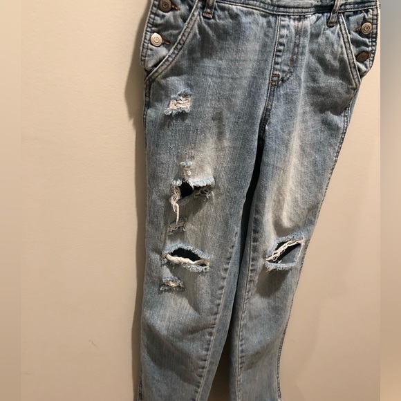 Aeropostale Distressed Overalls Light Wash Ankle Length Size XS - Picture 10 of 16